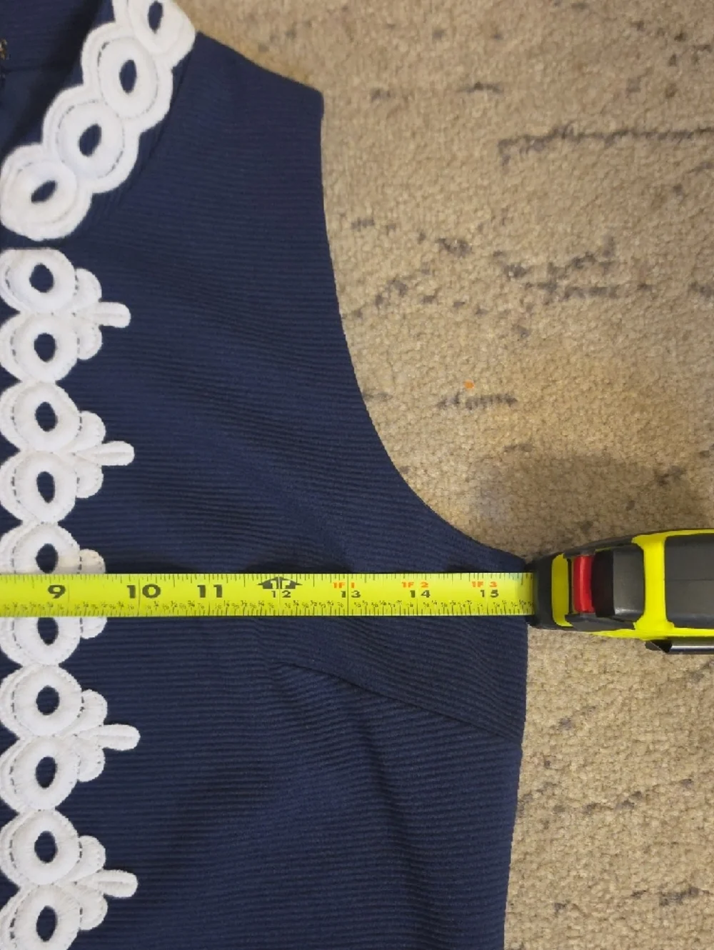 Lilly Pulitzer Callista Dress navy sleeveless dress w/gold lace details, XS, pre - Picture 8 of 16